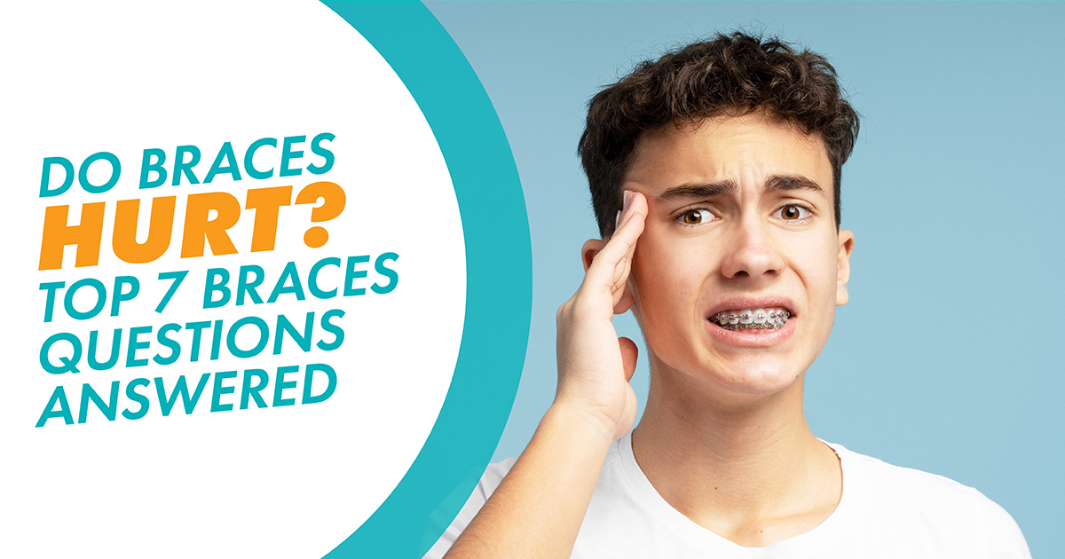 A teen with braces holding his head wondering why do braces hurt?